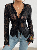 Sexy Slim Long Sleeve Lace Top