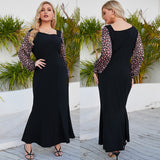 Square Neck Printed Long Sleeve Dress