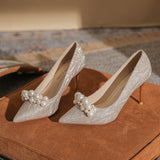 Pearl Crystal Pointed Stiletto Heels