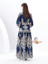 Retro Printed Lantern Sleeve Dress