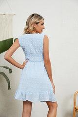 Jacquard Chiffon Loose V-neck Dress