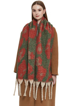 Coarse Tassel Jacquard Leopard Scarf