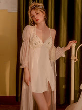 Sexy Backless Floral Nightdress Suit