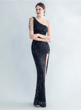 One Shoulder Sequins Party Dress