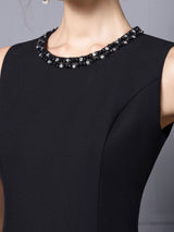 Black Sleeveless Beading Mother Of The Bride Dress