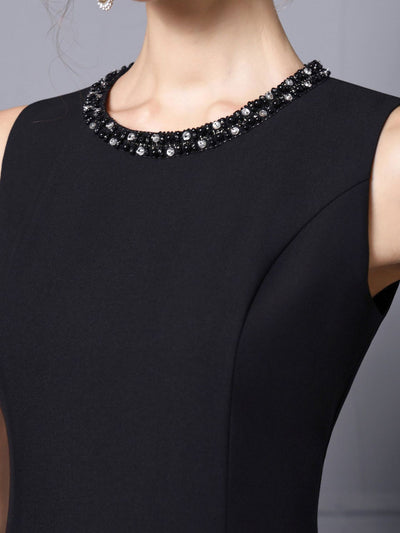Black Sleeveless Beading Mother Of The Bride Dress