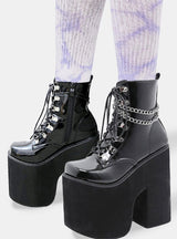 Ultra-high Heel and Thick Soled Chain Jockey Boots