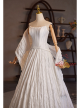 A-Line White Strapless Wedding Dress