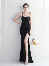 Mermaid Sequins Spaghetti Straps Prom Dress