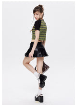 Color Matching Striped Short-sleeved T-shirt