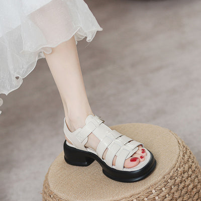 Retro Thick-soled Roman Woven High-heeled Sandals