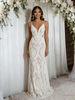 White Mermaid Lace Spaghetti Straps Wedding Dress