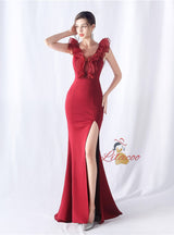 V-neck Mermaid Split Prom Dress