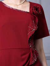 Burgundy Beading Mother Of The Bride Dress