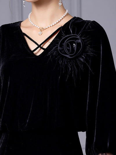 Black Velvet Mother Of The Bride Dress