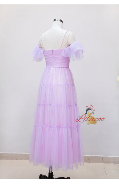 Purple Gauze Sling Tube Top Dress