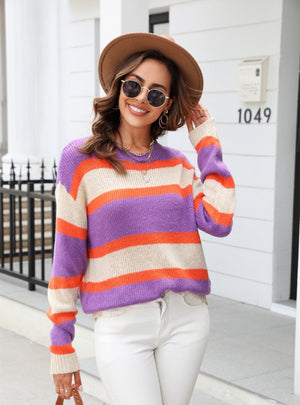 Spliced Striped Oullover Sweater