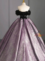 Black Velvet Tulle Ball Gown Prom Dress
