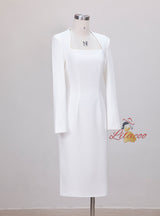 White Long Sleeve Short Prom Dress