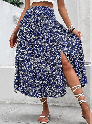 Casual Women Split Floral Skirt