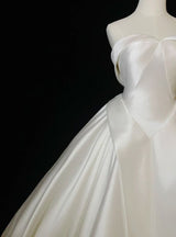 Ivory White Satin Strapless Wedding Dress