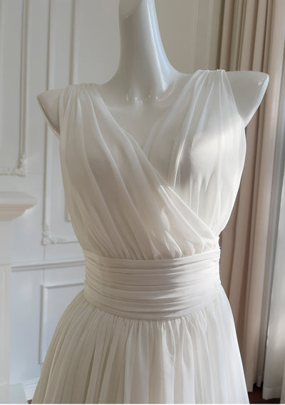 White Sleeveless Irregular Dress