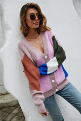 Spliced Knit Sweater Coat