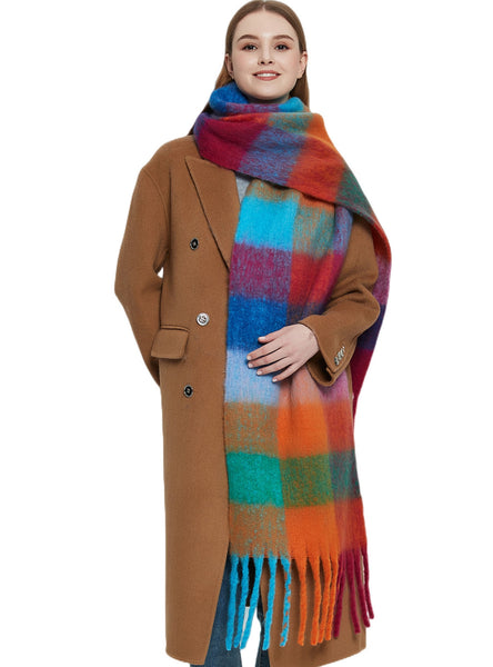 Thick Thick Beard Colorful Plaid Scarf