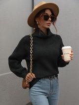 Solid Color Pullover Loose Turtle Neck Sweater