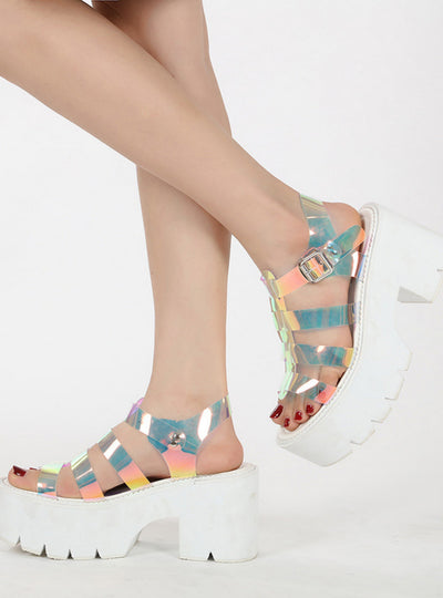 Women Colorful White Platform Sandals