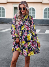 Women Printed Long-sleeved Dress