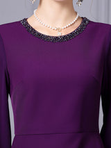 Long Sleeve Beading Mother Of The Bride Dress