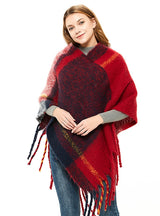 Thick Thick Tassel Color Matching Pullover Cloak