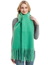 Thick Solid Color Long Tassels Scarf