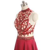 Red Chiffon Beading Crystal Homecoming Dress