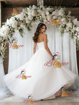White Tulle Strapless Wedding Dress