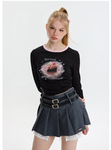 Wrinkled Long Sleeve Slim T-shirt