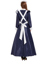 Dark Blue Long Sleeve Retro Court Maid Dress