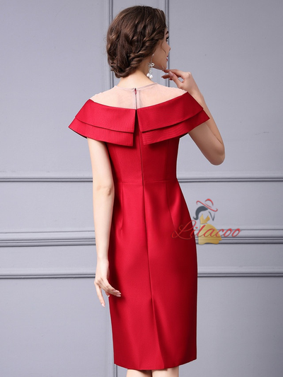 Red Satin Beading Mother Of The Bride Dress