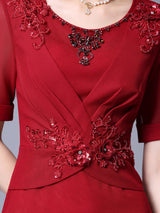 Burgundy Chiffon Mother Of The Bride Dress