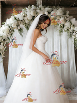 White Tulle Strapless Wedding Dress