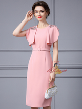 Pink Scoop Neck Crystal Beading Mother Of the Brides Dress