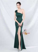 Mermaid One Shoulder Split Prom Dress