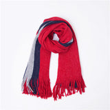 Warm Neck Wide Stripe Warp Knitted Scarf