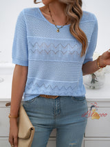 Round Neck Hollow Short Sleeve Sweater