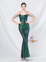 Mermaid Sequins Spaghetti Straps Prom Dress