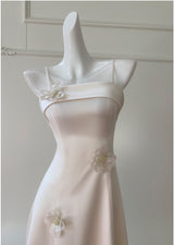 Ivory Straps 3D Flower Prom Dress