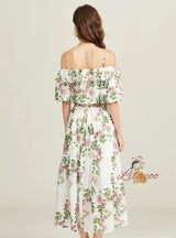 Sling Short-sleeved Shirt Skirt Pinted Suit