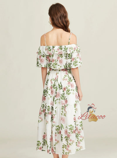 Sling Short-sleeved Shirt Skirt Pinted Suit