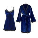 Velvet Leisure Suspender Lace Backless Nightdress